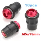 10 шт. мотоциклетные M5 15 мм метрические резиновые гайки для ветрового стекла Обтекатель капота анодированный алюминий мотоциклетные винты болты для лобового стекла M5 Винты