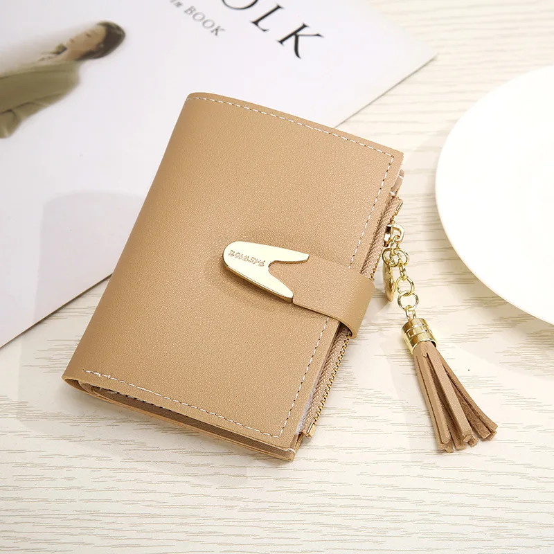 

2020 Fashion Women's Wallets Tassel Short Wallet For Woman Zipper Mini Coin Purse Ladies Small Wallet Female Leather Card Holder