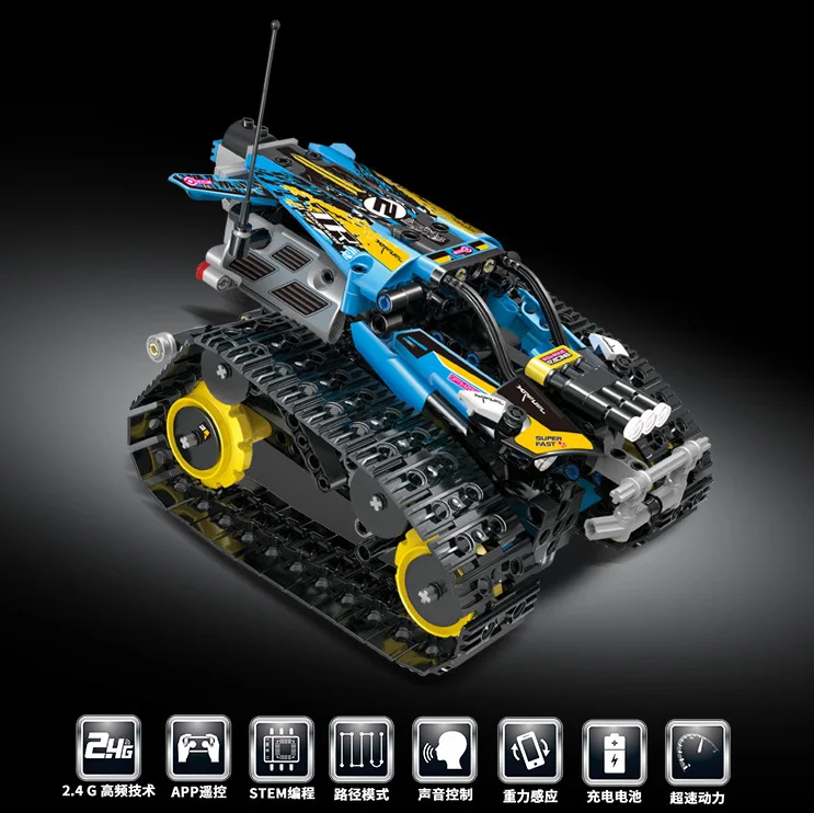 Technic RC Гусеничный трюк гонщик строительные блоки Fit Legoing Creator приложение