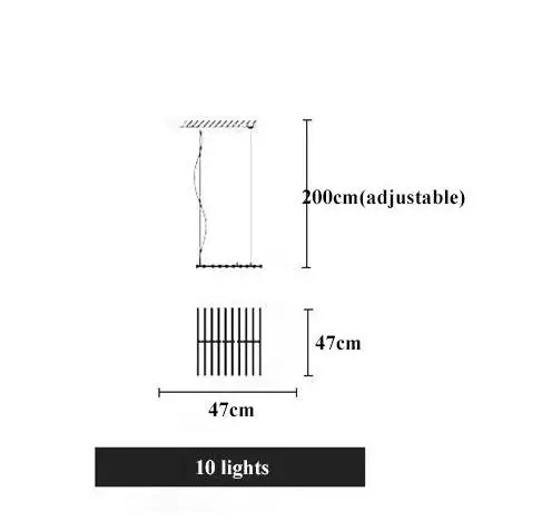 10 heads 50w light 65 Вт, белый, черный, офисный, DIY, рыбья кость, люстра, подвесной светильник, пульт дистанционного управления, 3 светильник, затемняющий, для отеля, Dinging, для гостиной, светодиодный светильник - Цвет абажура: 10 heads 50w light