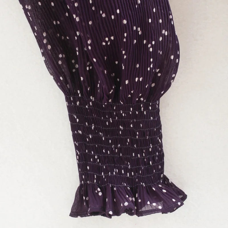 Женский комбинезон в горошек ZOEPO с воротником-стойкой | Женская одежда