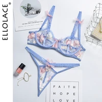 ellolace floral womens underwear sensual lingerie woman underwire bra and thongs set woman 2 pieces sexy erotic lingerie