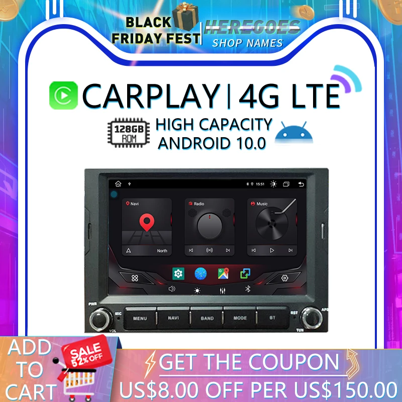 Carplay DSP Android 10 4G LTE автомобильный DVD плеер GPS карта Bluetooth радио для PEUGEOT 3008 5008 Partner CITROEN