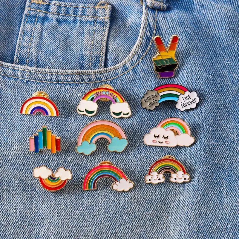 

Romantic Colorful Rainbow Enamel Brooches Clothes Shirt Lapel Badge Pins Jewelry