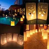 10pcspack hollow out white romantic wedding tea light holder paper candle lantern candle bags wedding party decoration supplies