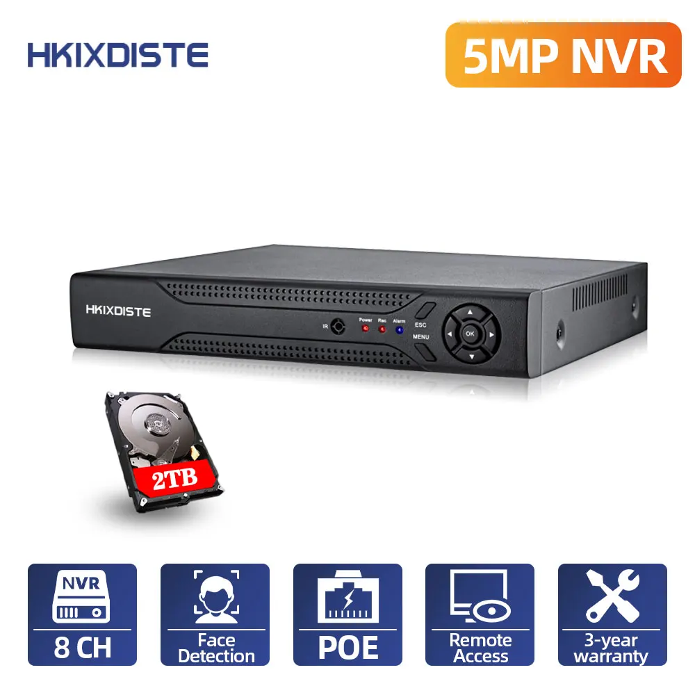 Камера видеонаблюдения H.264 H.265 сетевая камера безопасности 8 каналов 5 Мп POE NVR 16 шт.