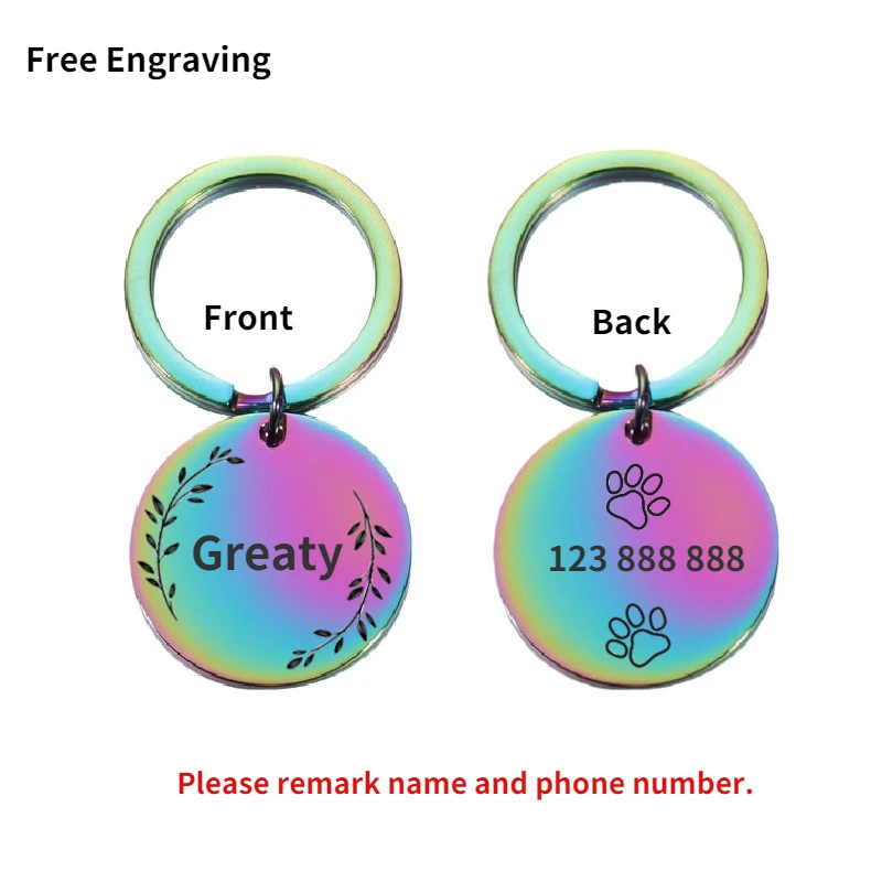 Anti-lost IDTag Custom Name Engraved Record Tel Address Cat Puppy Personalized Paw Print Medal Pendant Dog Pet Collar Accessory