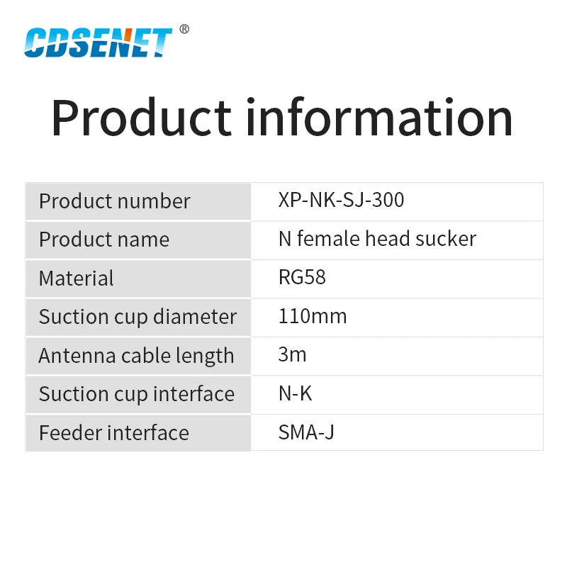 Antenna Base with RG58 3m Feeder Cable N Female Head Sucker CDSENET XP-NK-SJ-300 for Fiberglass Antenna Indoor