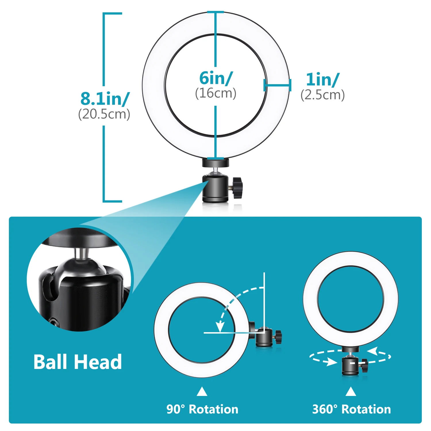 Neewer светодиодный кольцевой светильник 6-дюймовый для YouTube видео трансляции