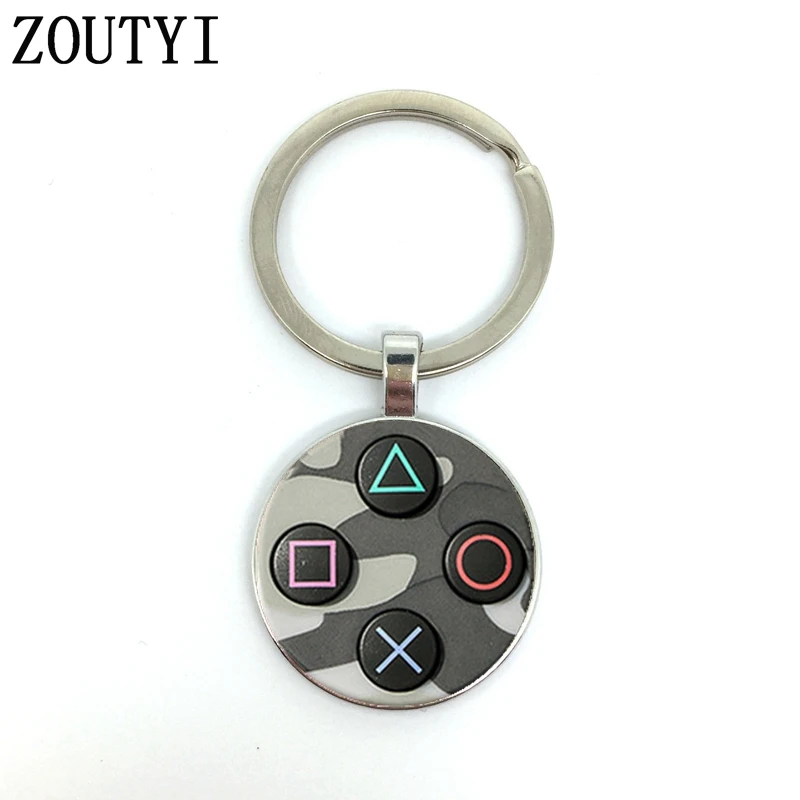 Silver Новая/кнопка для игры PlayStation игровая картинка контроллера, мужской и женский брелок премиум-класса автомобильный брелок и выпуклый стеклянный брелок - Цвет: Silver