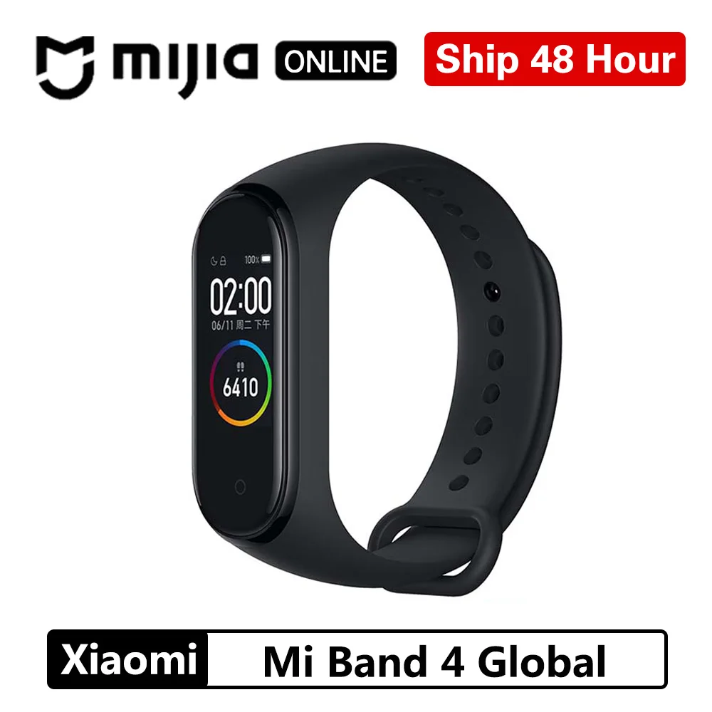 global version Xiaomi Mi Band 4 Smart AI фитнес-трекер для измерения сердечного ритма 135 мАч Bluetooth 5,0 50 м водонепроницаемый сенсорный цветной экран музыкальный браслет - Цвет: global version