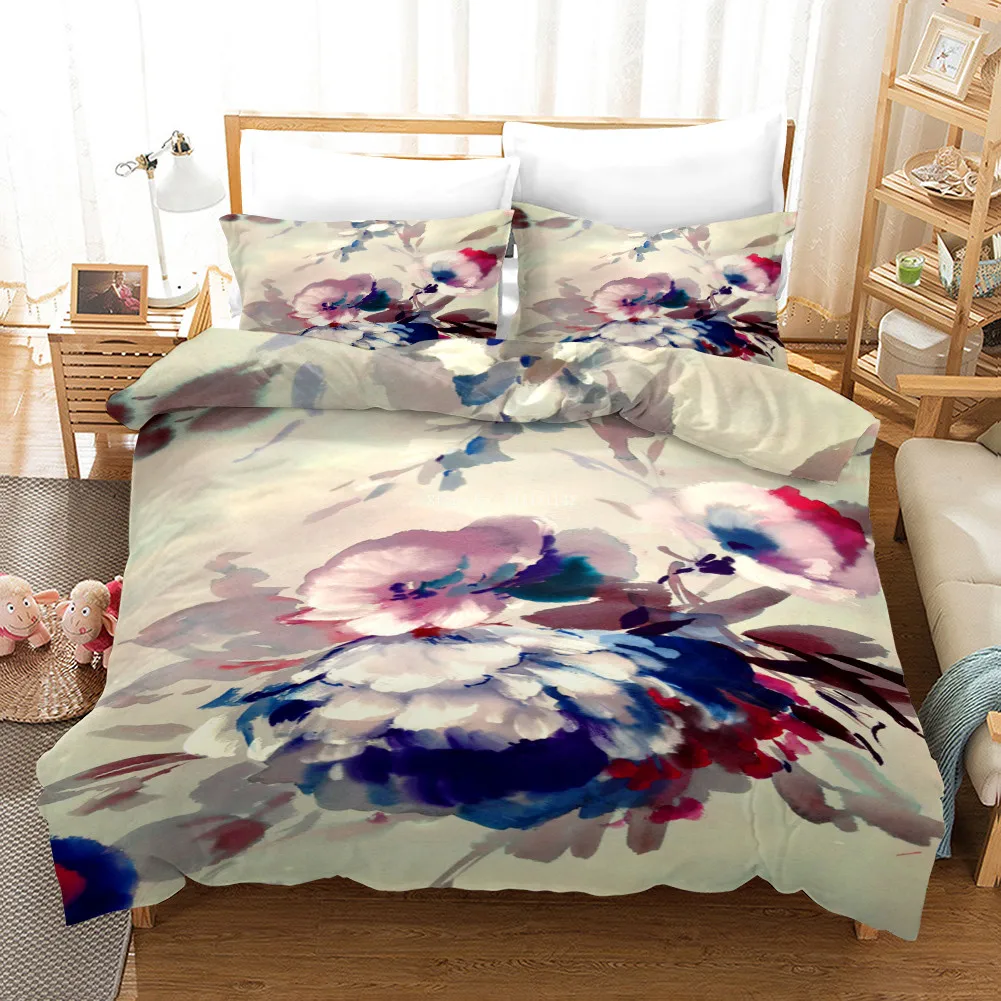 

Modern Style 2/3 Bedding Set 3D Fashion Botanical Leafy Flower Quilt Pillow Cover Double Queen King Size Bedding
