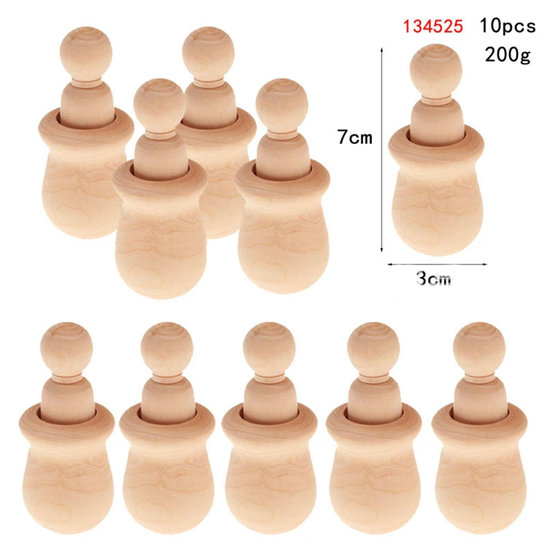 10pcs Nesting 10 шт./компл. Наборы колышки для кукол Незаконченные деревянные человечки ремесло Детский комплект 34*12 мм нетоксичный аксессуары фигурки высокое качество - Цвет: 10pcs Nesting