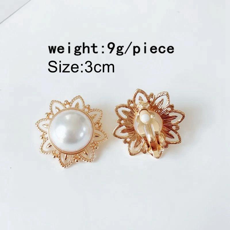 Белые серьги клипсы с имитацией жемчуга геометрической глазури металлические