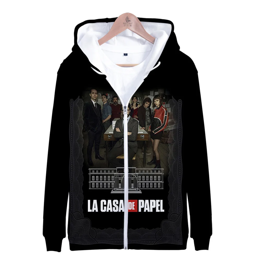 

Money Heist La Casa De Papel Dali 3D Print Women/Men Hoodies Sweatshirts Hip Hop Long Sleeve Hooded Zipper Jacket Funny Clothes