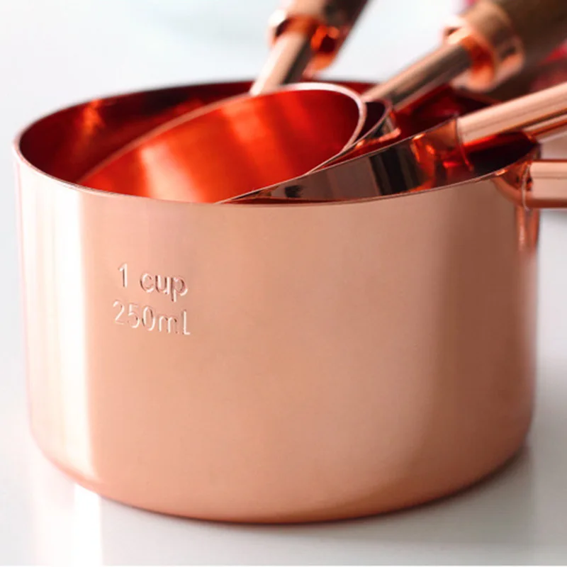 

4/8 pcs Stainless Steel Measuring Cups with Walnut Handle Measuring Tool Pouring Spouts Home Kitchen Baking Kit Accessories #