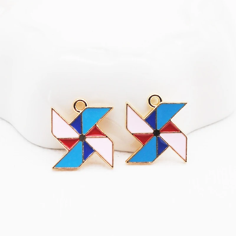 

20pcs/lot 15*17mm Gold Color Plated Enamel Windmill Charms Pendants High Quality Diy Jewelry Accessories