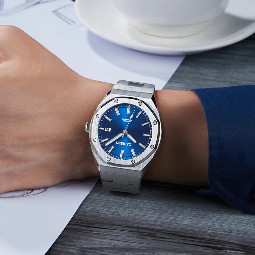 

CADISEN Japan Movement Automatic Watch Men Mechanical Watches Top Brand Luxury 100M Waterproof Sapphire Silver Full Steel Watch