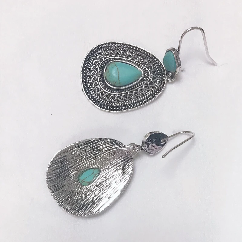 Богемные серьги в форме капли воды для женщин бирюзовые драгоценные камни бусины