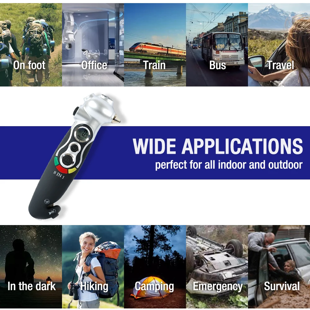 Цифровой манометр для шин WORKPRO 8 в 1 измеритель давления шинах фонарик ремня