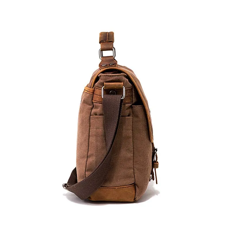 Мужской холщовый портфель винтажная мужская сумка-мессенджер модная с кожаными
