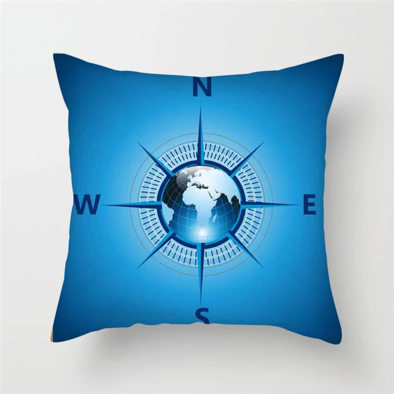 Fuwatacchi Cartoon Anchor Throw Pillow Case Cushion Covers Rudder Compass Cover For Home Sofa Chair Decor Pillowcases | Дом и сад