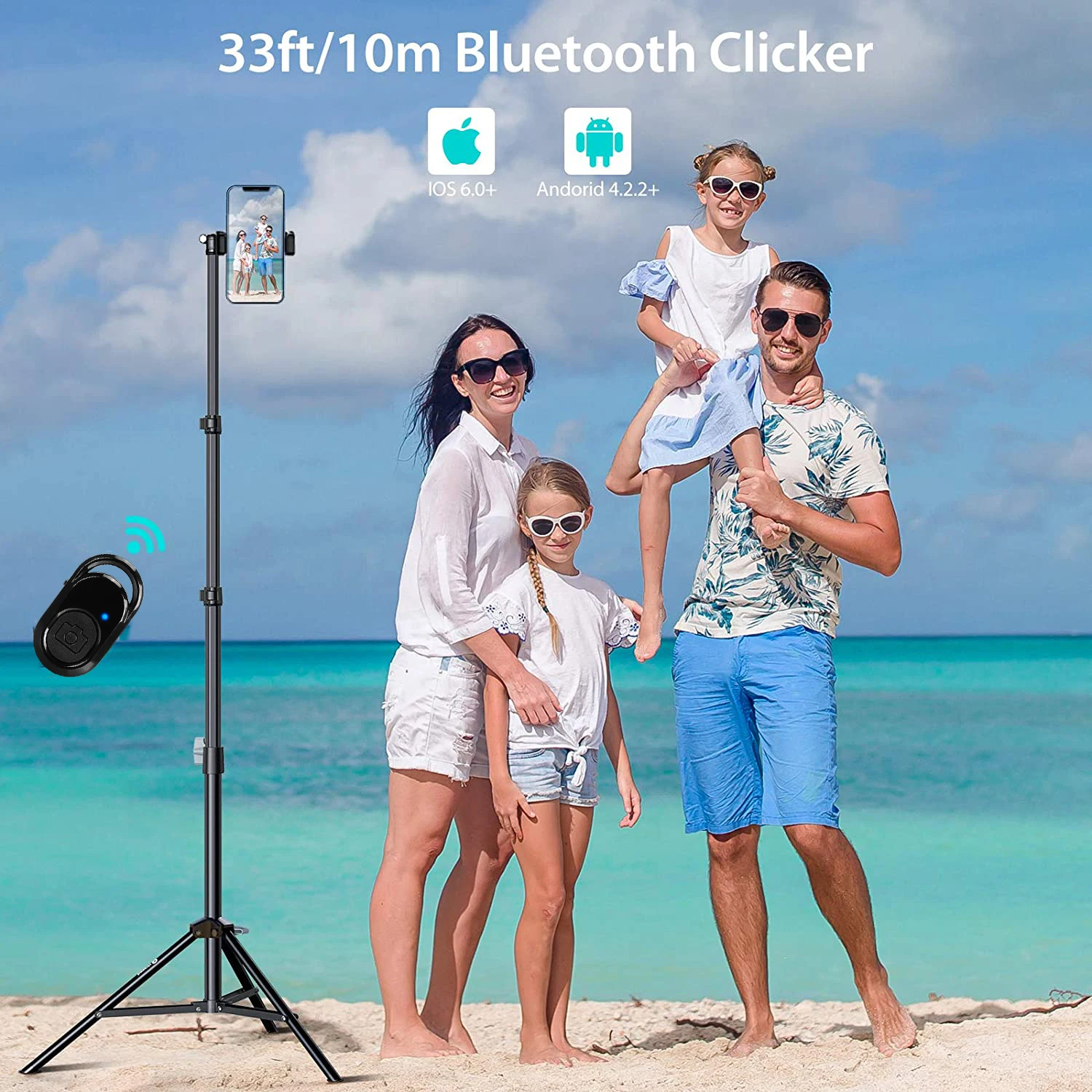 Aluminum Mobile Phone Tripod Stand with Bluetooth for iPhone iPad Tablet Camera Selfie Stick Vlog YouTube Live Tiktok | Электроника