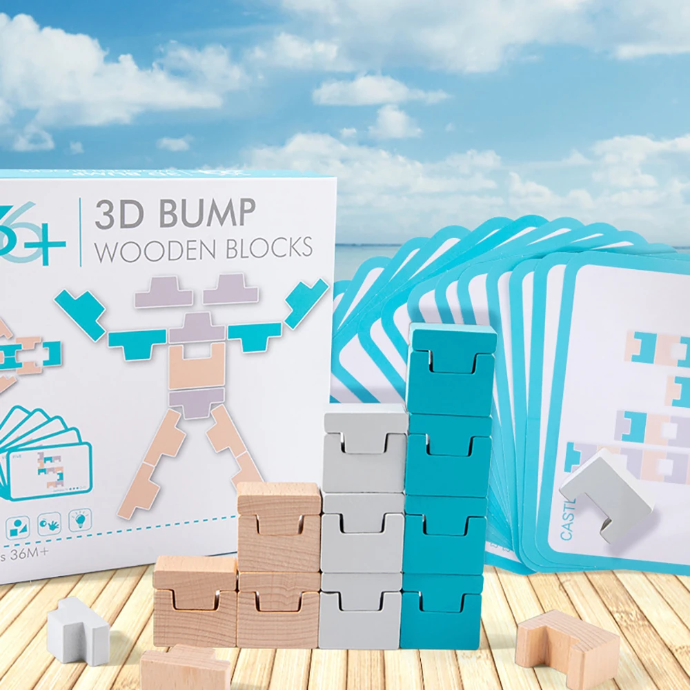 

Wooden 3D Building Blocks Kid's Educational Toys Variety of Shapes Hand-eye Coordination Training Early Education Toys for Kids