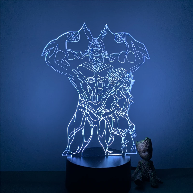 Светодиодный ночник с 3D рисунком Моя геройская Академия все могут быть сильными