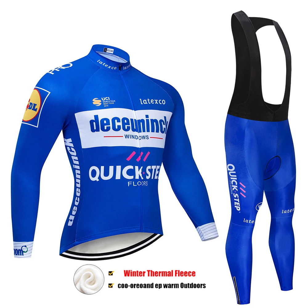 Pic Color Pro Team QUICK STEP Велоспорт Джерси 9D нагрудник набор Бельгийская велосипедная одежда мужская зимняя теплая флисовая велосипедная Одежда для велоспорта - Цвет: Pic Color