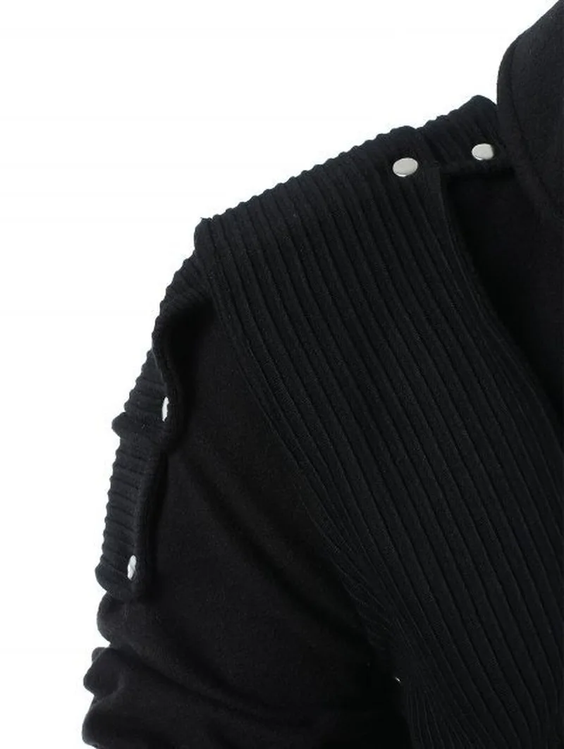 Мужская толстовка с заклепками черная в стиле ретро длинными рукавами и