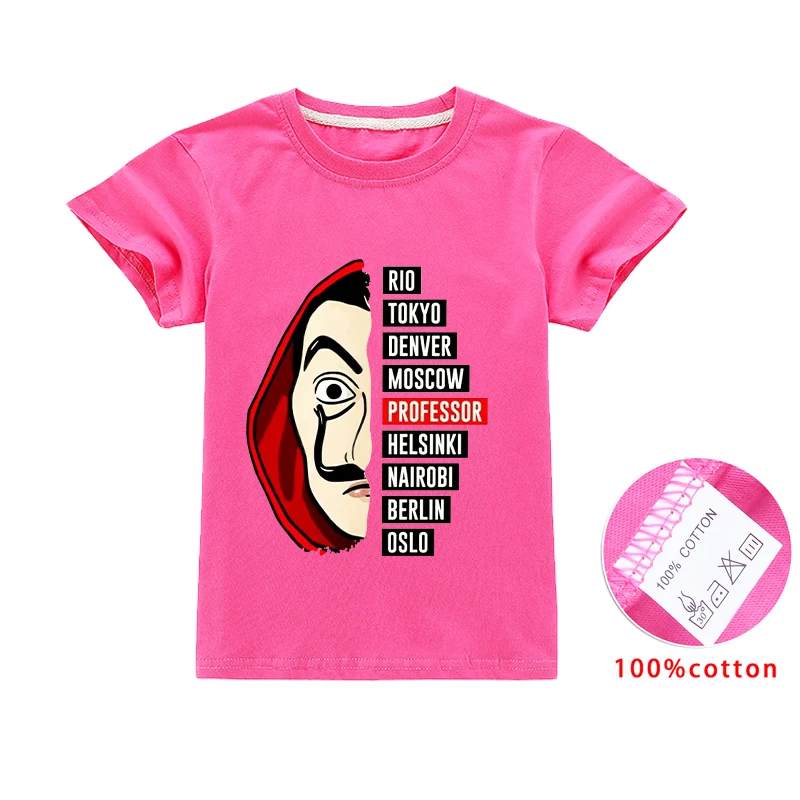 2020 Summer La Casa De Papel Tshirt Money Heist Tees TV Girl Short Sleeve T Shirt House of Paper Funny Children Clothes Clothing | Детская