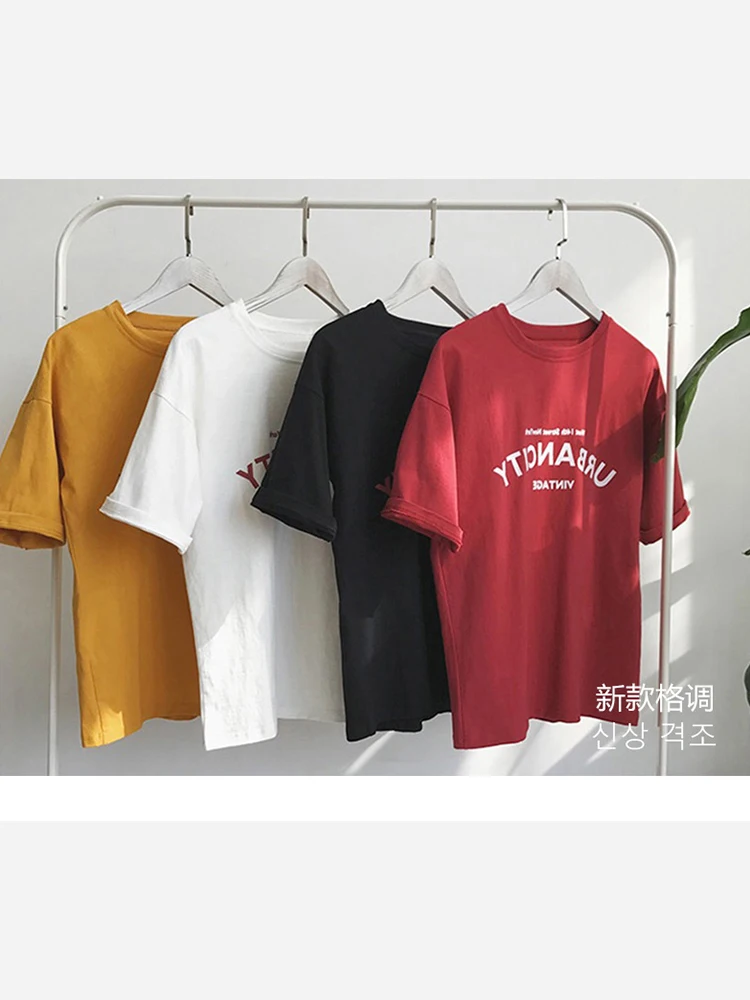 2020 Summer Letter T-Shirt Women Fashion Casual Short Sleeve Bottoming Loose O-Neck Streetwear Korean Pullover Female Top Tshirt | Женская