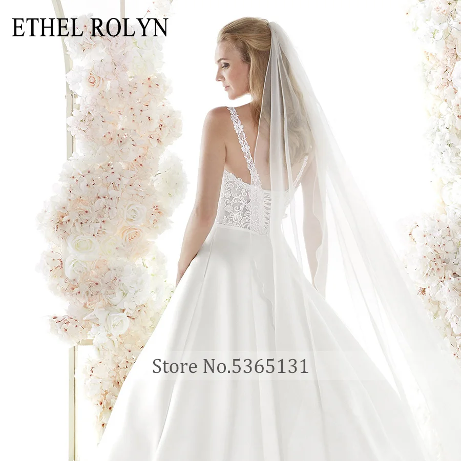 Этель Ролин мягкое атласное винтажное свадебное платье 2022 аппликации простые