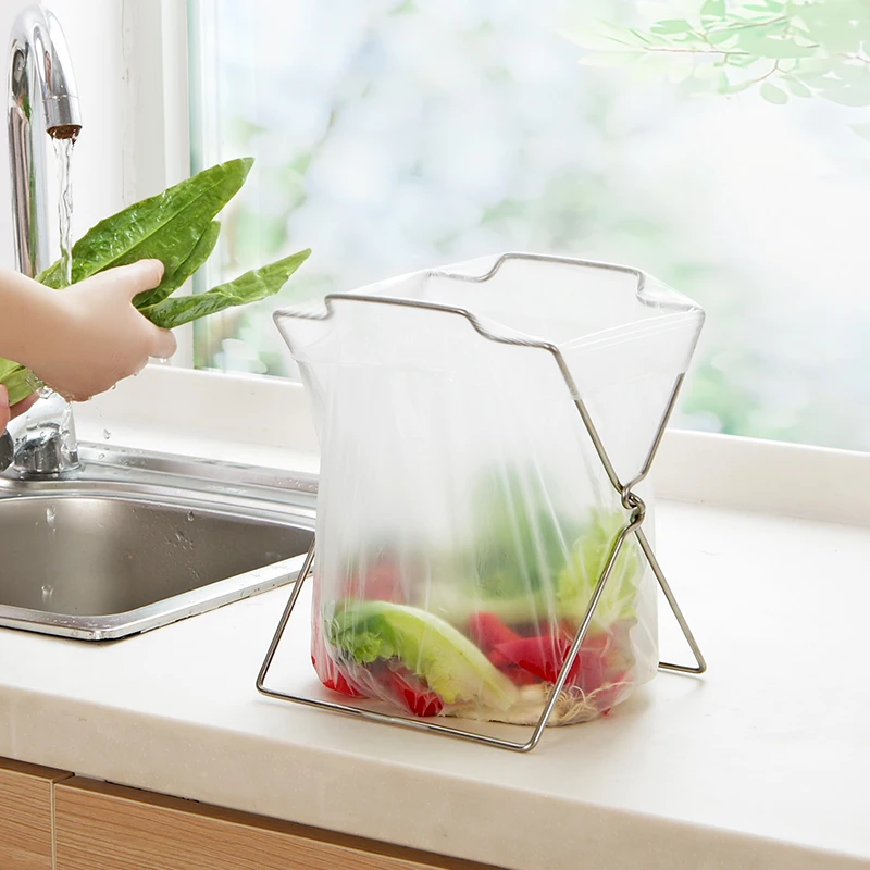 Нержавеющая сталь складной мешок для мусора мусорный полка пакета полотенце