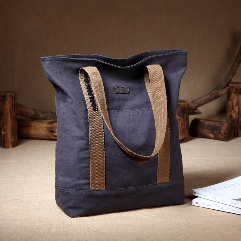 Винтажная Холщовая Сумка тоут VASCHY для женщин Большая водонепроницаемая рабочая