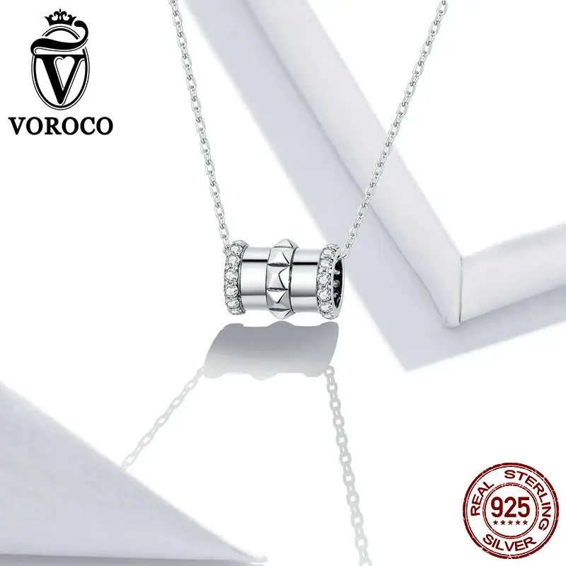 VOROCO 925 Sterling Silver Cool Small Waist Charm Pendant Necklaces for Women New Fashion Jewely Chokers Fine Jewelry | Украшения и