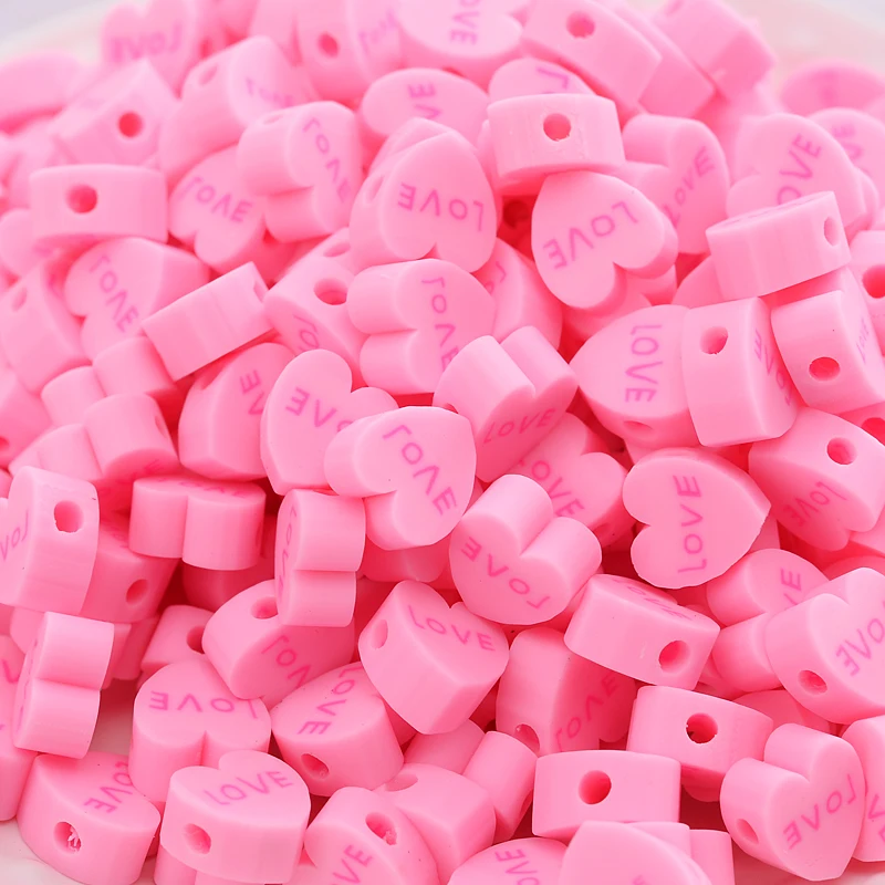 

New 50-100Pcs/Pack Cute Heart Shape Polymer Clay Spacer Loose Beads For DIY Necklace Bracelet Earring Jewelry Findings Making