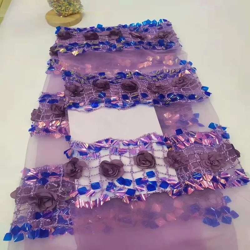 3D Цветочная сетка газовая вышивка блестящие вогнутые блестки африканские