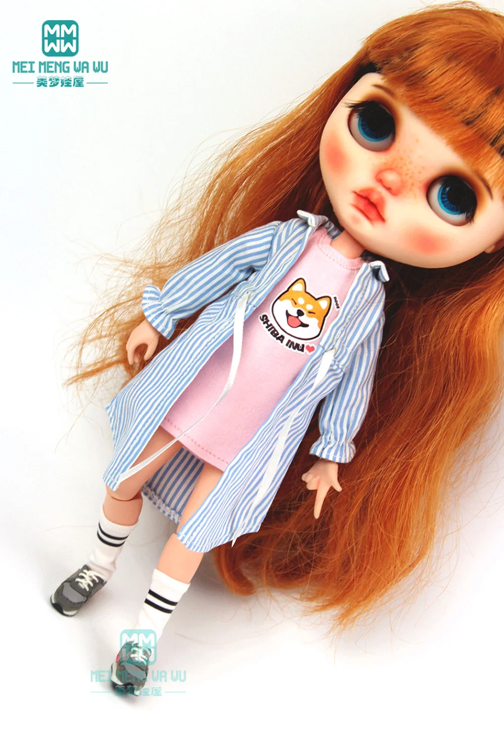 1 шт. одежда Blyth Doll полосатая рубашка синий розовый черный для Azone1/6 Аксессуары