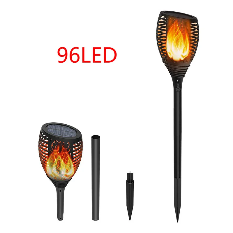 96LED Светодиодная лампа для сада, пламенная лампа, садовая светодиодная лампа, садовые солнечные светильники, освещение проходов, рождественское освещение, уличное освещение газона - Испускаемый цвет: 96LED
