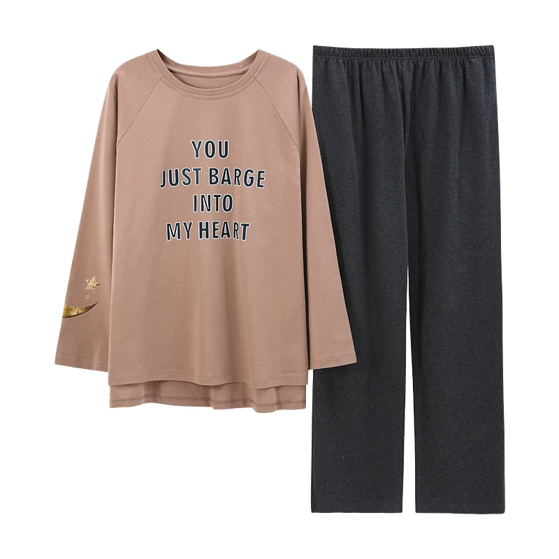 

JRMISSLI Home Clothes for Women Pants Pajamas for Women Cotton Sleepwear Autumn Pyjamas Letter Pigima plus size Home Suit