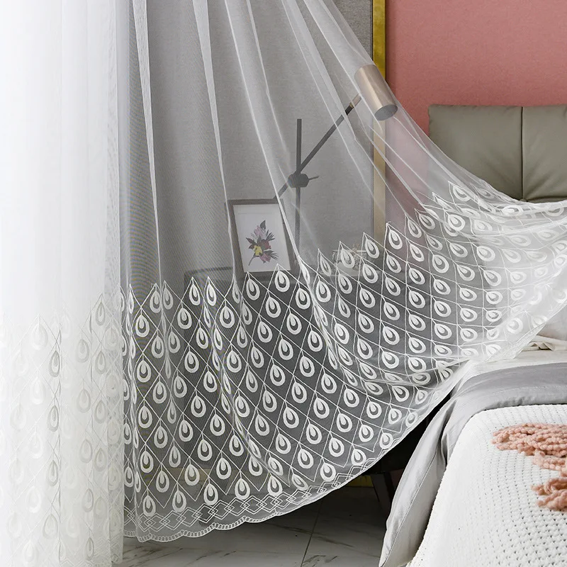 

Модные высококачественные белые элегантные тюлевые шторы с вышивкой для гостиной, занавески в европейском стиле, прозрачные оконные шторы для спальни