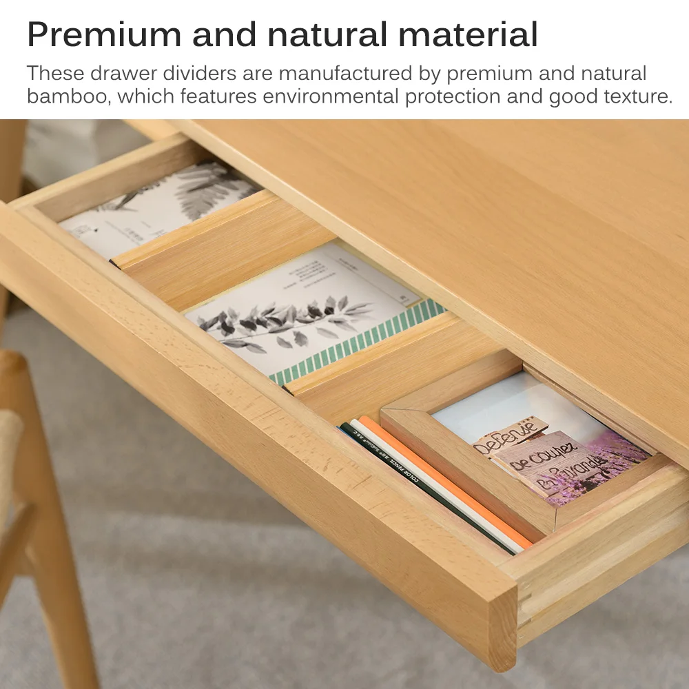 Бамбуковый раздвижной ящик органайзер премиум класса для столовых приборов и