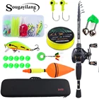 Рыболовная катушка Sougayilang, портативная телескопическая удочка 1,8-2,4 м, 12 + 1 шарикоподшипник, Передаточное отношение 6,3: 1, рыболовные снасти