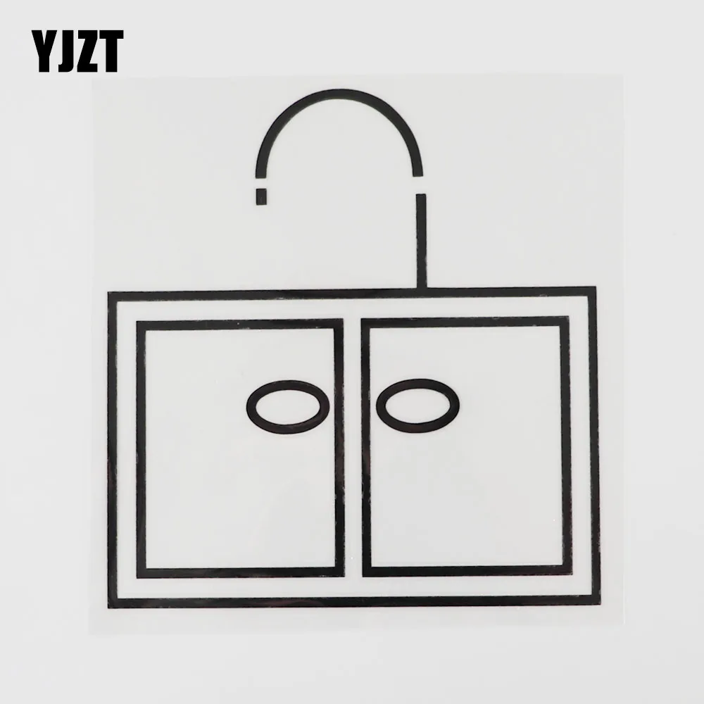 

YJZT, 14 см × 14,6 см, наклейка на раковину автомобиля, кухонный шкаф, Виниловая наклейка, черный/серебристый, 13E-0023