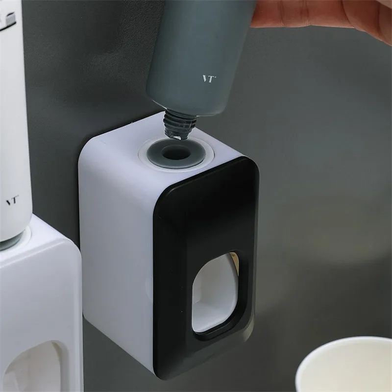 

Creative Automatic Toothpaste Dispenser Squeezers Wall Mounted Dust-proof Toothbrush Holder Rack Washable Bathroom Accessories