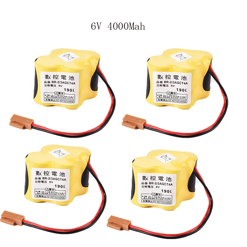 

4pcs BR-2/3AGCT4A 6V PLC Battery For FANUC A98L-0031-0025 CNC System with Plug Lithium-ion Batteries