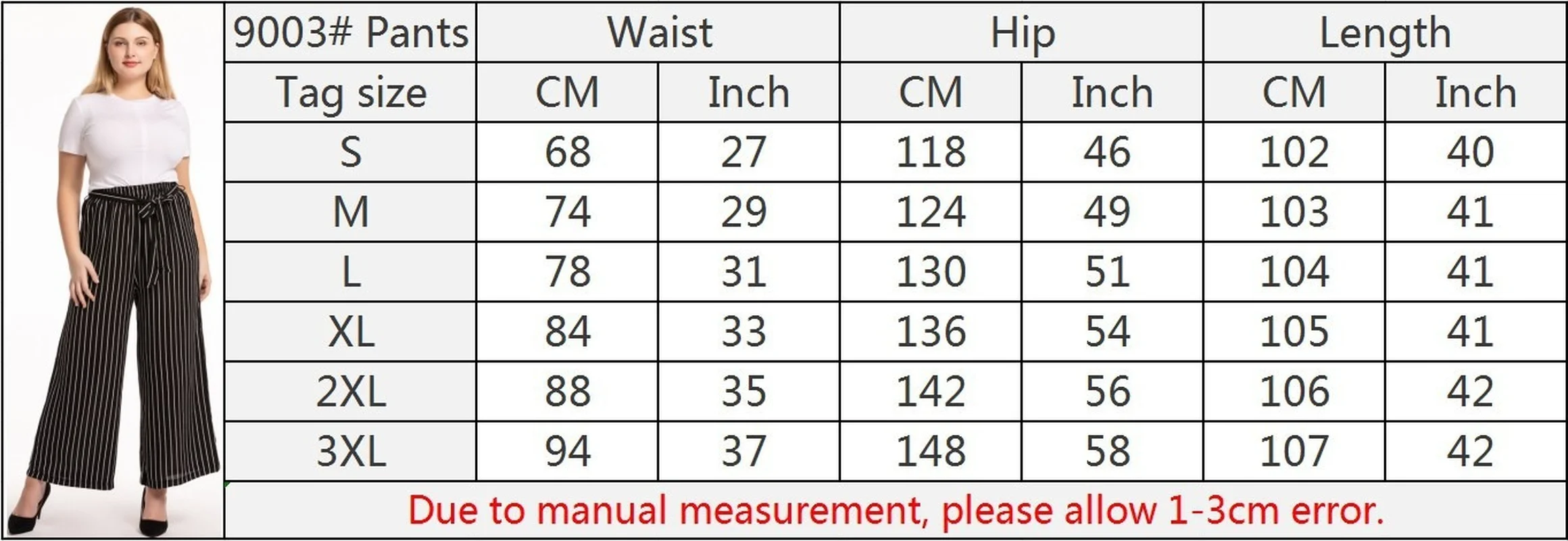 

Woman Pants Spring/Autumn Casual Fashion Plus Size Striped Pants Loose Lace-up Wide Leg Pants Woman Donsignet