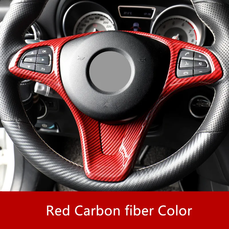 

Carbon Fiber Color Car Steering Wheel Button Frame Decoration For Mercedes Benz CLA C117 A W176 C W205 Class 2015-18